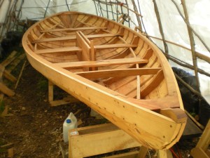 centerboard trunk and thwarts installed